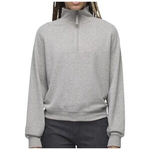 Prana Cozy Up Pullover Heather Gray Half Zip‎ Sweatshirt Athleisure Womens L NWT
